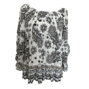 Fever Blouse Bell Sleeves and Crochet Details